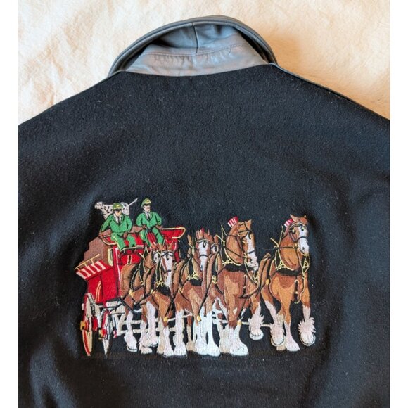 Vintage Budweiser Clydesdales 90s Wool Leather Bomber Racing Jacket Excelled MD - Picture 4 of 11